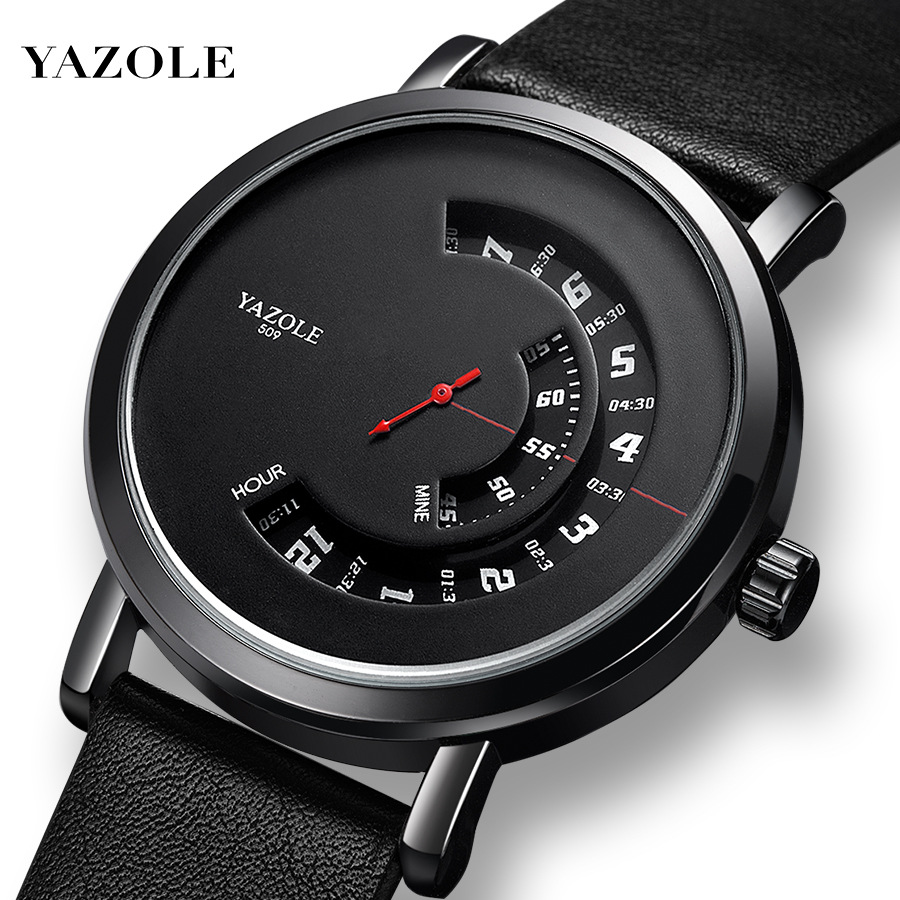 Đồng hồ nam Yazole 509 510 518 519 dây da sang trọng kim chạy dọc
