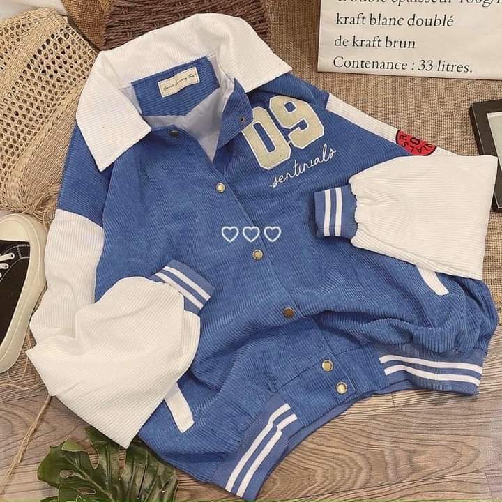 Áo khoác bomber cổ polo số 09 phối tay chất nhung tăm dày dặn siêu ấm