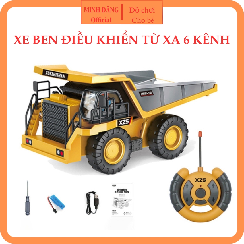 Xe ben điều khiển từ xa 6 kênh, xe ben công trình điều khiển từ xa 6 kênh cho bé