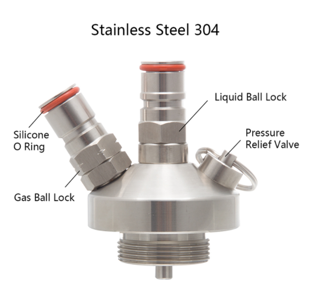 Online Mall  Van Khóa Keg Beer Ball Lock 2 Vòi Type3