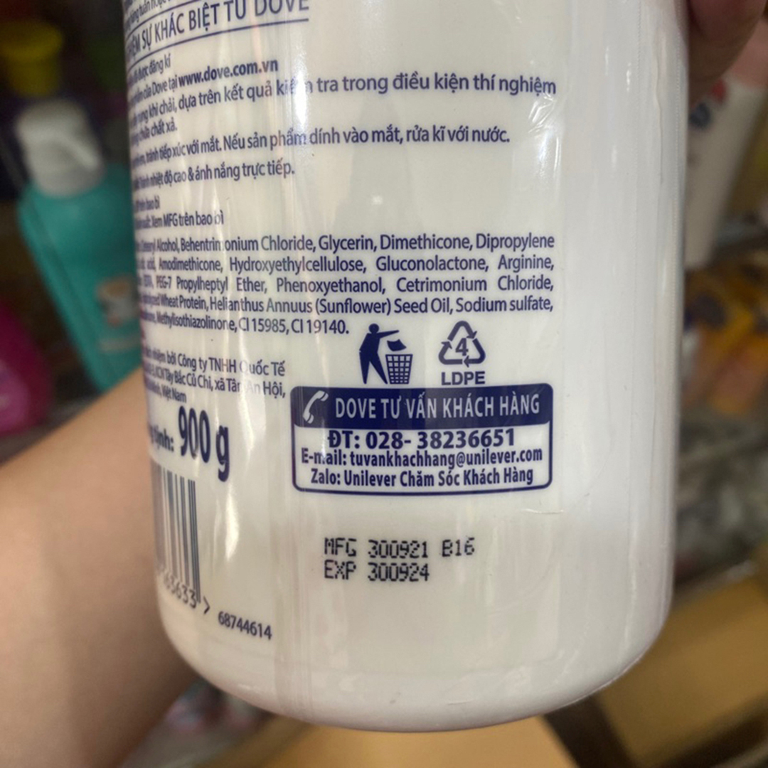 Kem ủ hấp Dove, phục hồi hư tổn cho tóc 900g