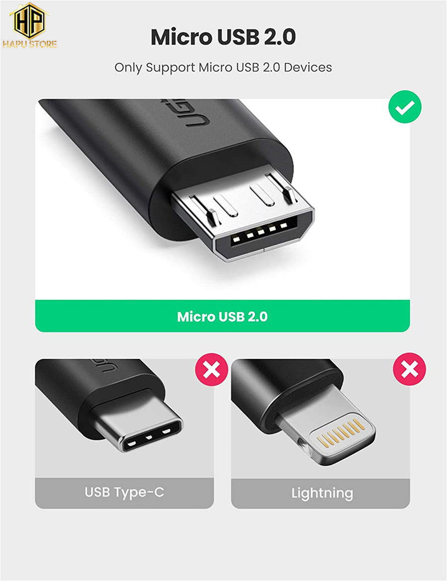 Cáp OTG USB To Micro USB Ugreen 10821 chính hãng - HapuStore