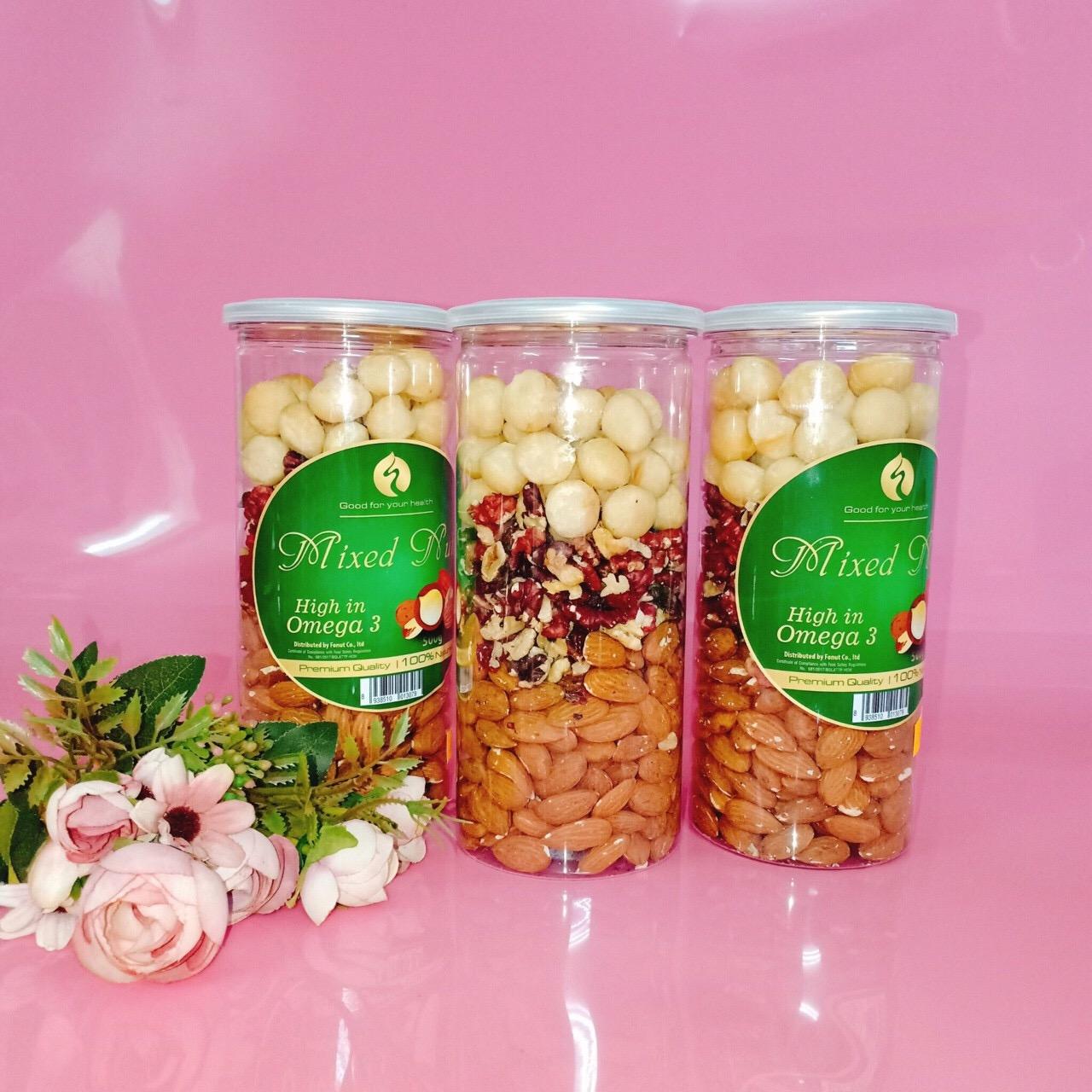 [HCM]Mixed nuts 3 hạt gồm óc chó đỏ macca hạnh nhân