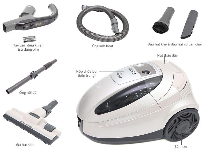 [Trả góp 0%]Máy hút bụi HITACHI CV-SU22V (màu hồng nhạt)