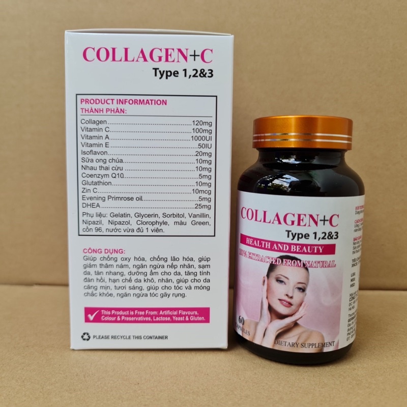 ĐẸP DA SÁNG DA COLLAGEN + C Lọ 60 Viên
