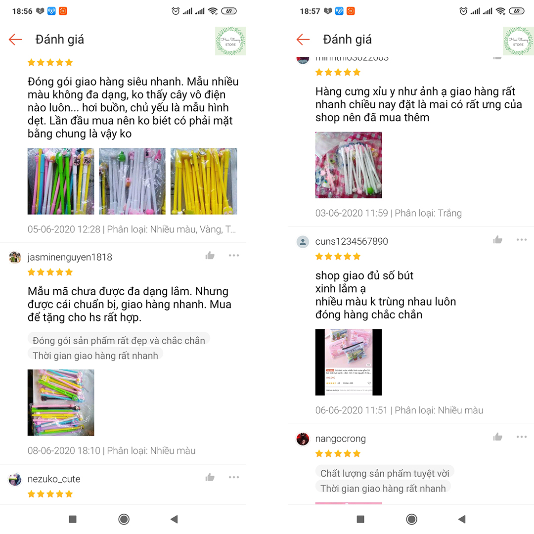 Combo 10 ~ 20 Bút Viết Siêu Cute Mực Đen + Quà Tặng