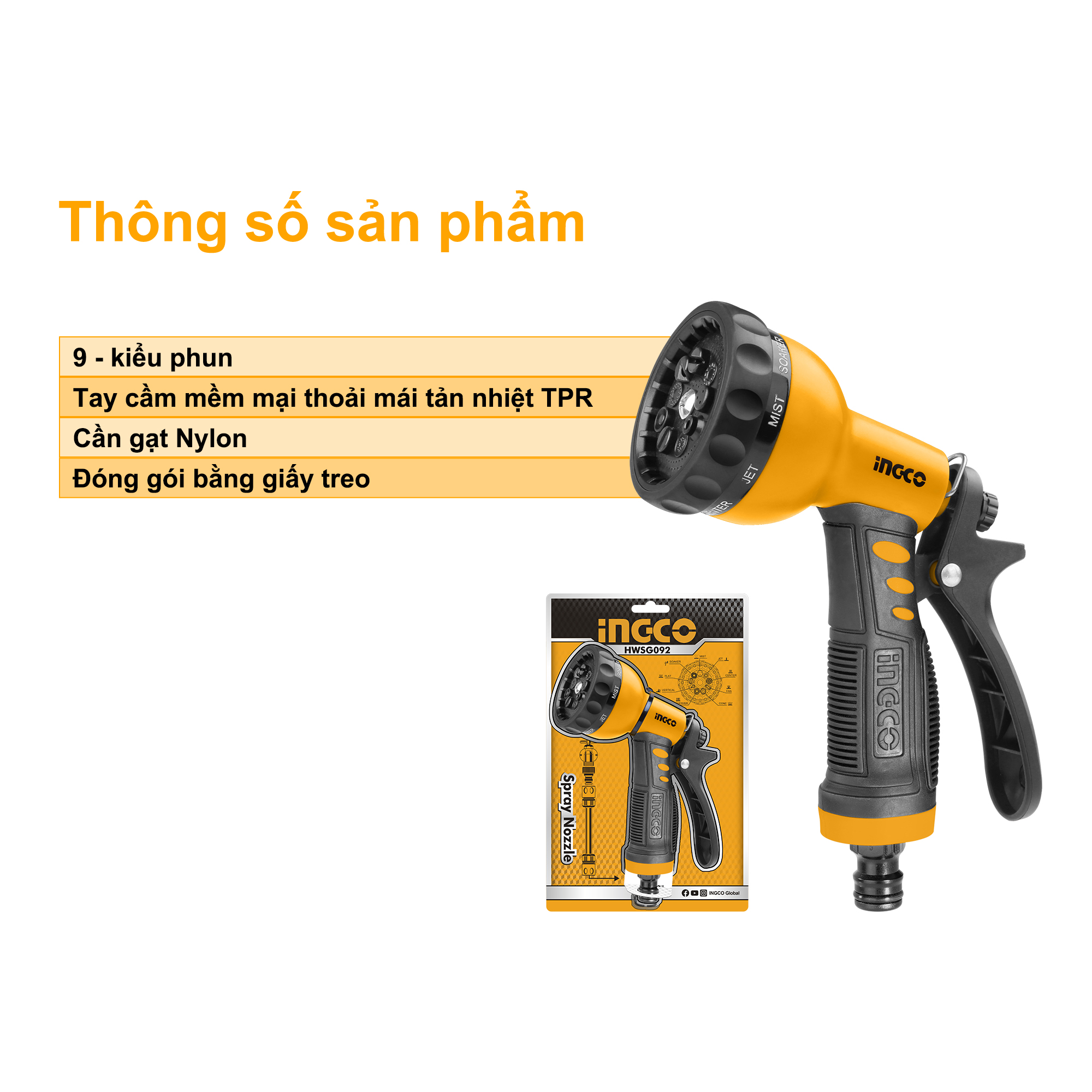 Ingco hwsg092 9 spray nozzle universal spray nozzle