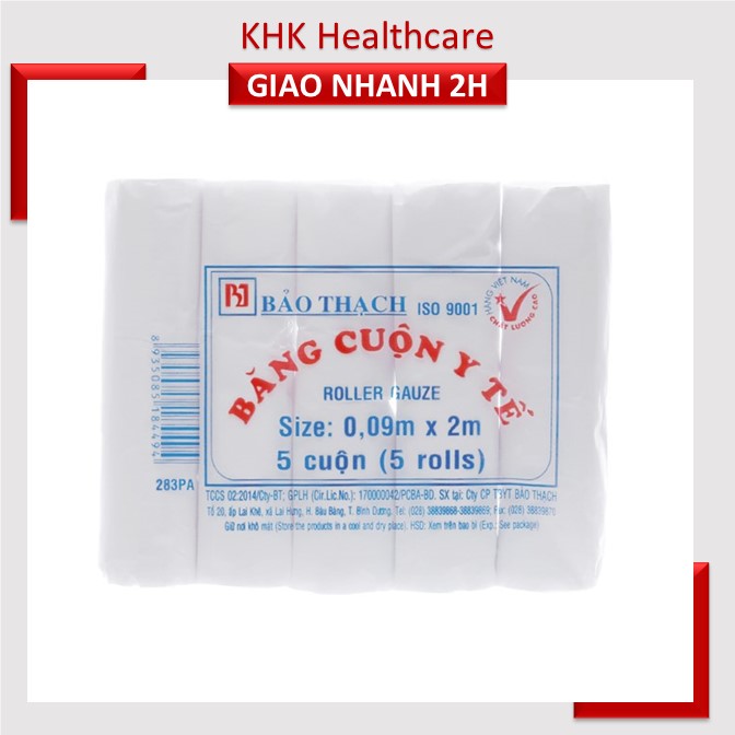Băng cuộn y tế Bảo Thạch size 0,1m x 2m sản xuất tại Việt Nam