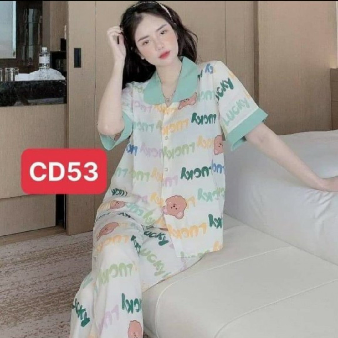 Bộ lụa Pijama loại 1 chất mềm mịn, mát + Ảnh thật ,Bộ Lụa kate thái Tay Ngắn.Bộ đồ nữ