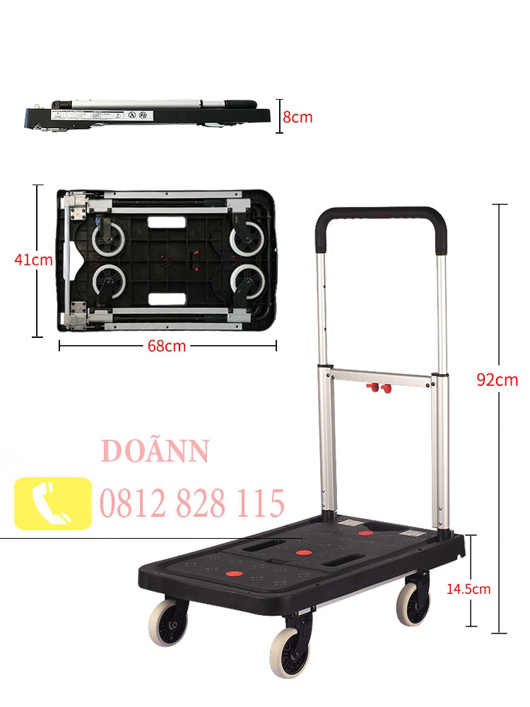 Xe Đẩy Hàng 4 Bánh Gấp Gọn