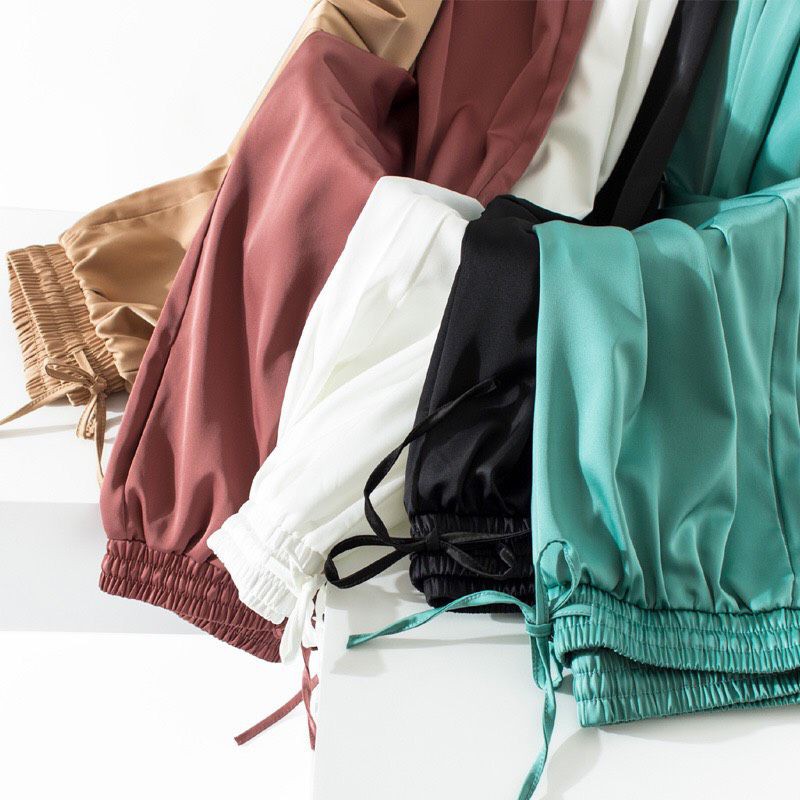 Quần Lụa Suông Ống Rộng Vải Lụa Satin Lưng Thun