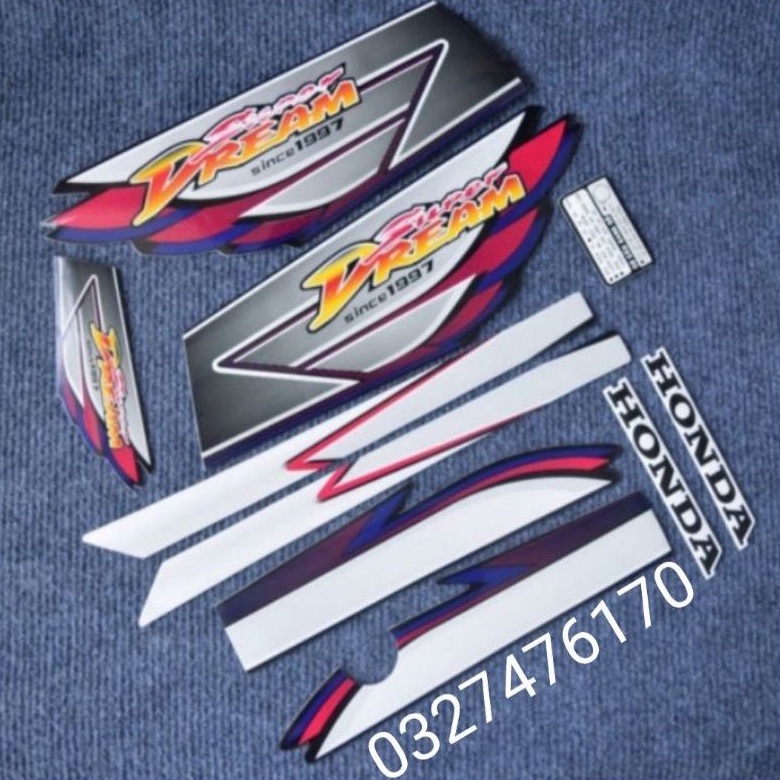 Bộ tem decal xe Super Dream limited 2007 tím 3 lớp