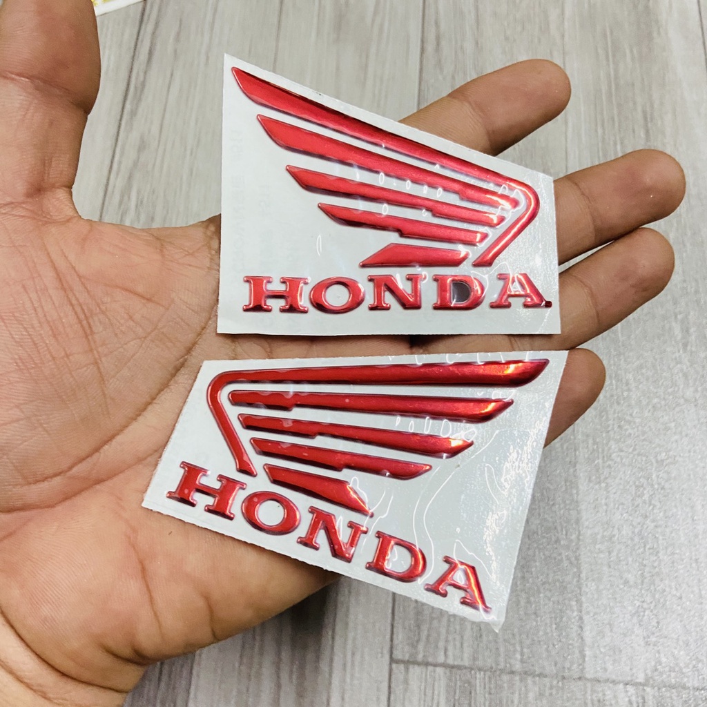 Bộ tem logo cánh chim Honda 2 bên nhựa dẻo phủ keo bóng bảo vệ chống nước