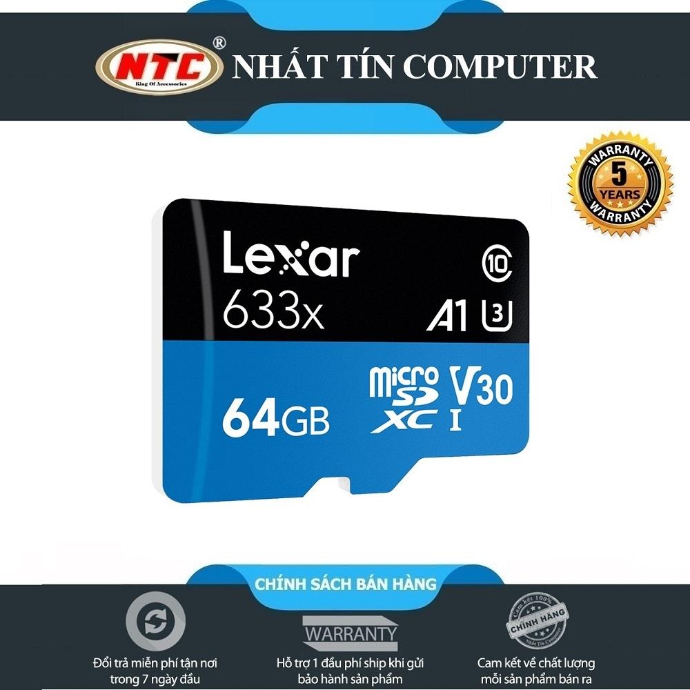 Thẻ nhớ MicroSDXC Lexar 64GB 633x A1 V30 U3 95MB/s - Full box (Xanh)