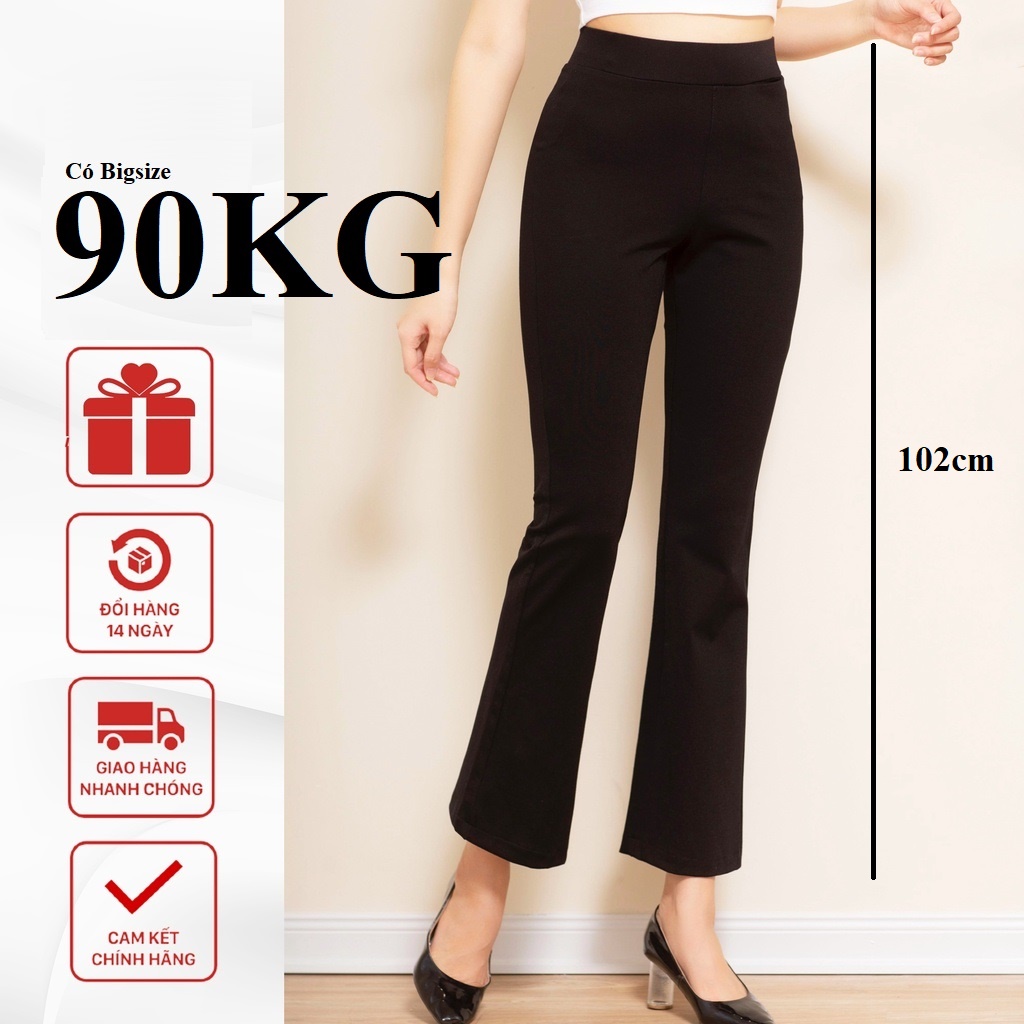 Quần ống Loe cotton Ngọc Trinh, Lưng cao, chất dày đẹp, kiểu dáng hợp thời trang, dài quần 102cm