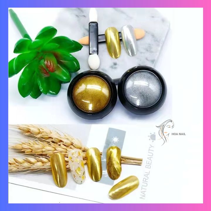 Bột tráng gương móng tay màu vàng - bạc