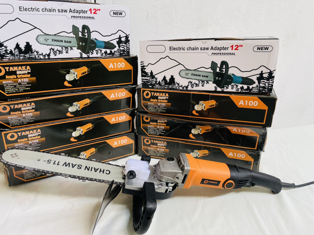 Combo máy mài kèm lưỡi cưa xích cắt cây