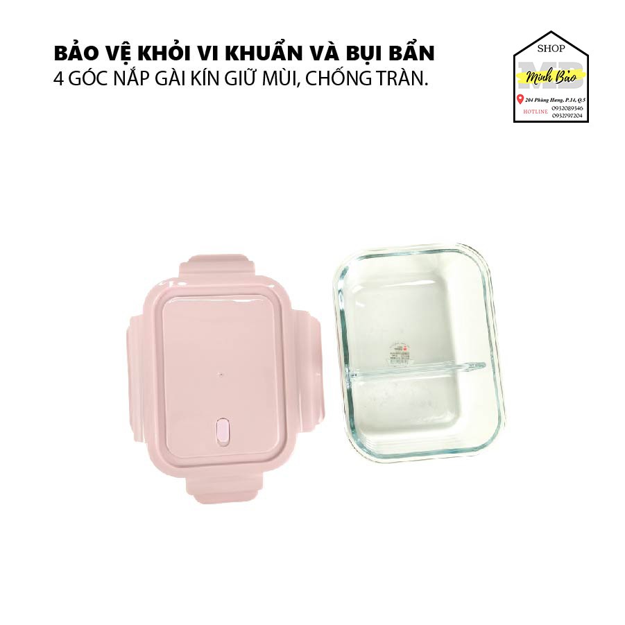 Thố Thủy Tinh hình chữ nhật 2 ngăn