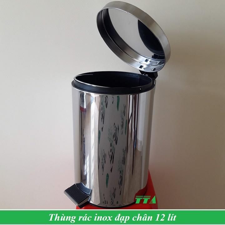 Thùng rác inox đạp chân 12 lít