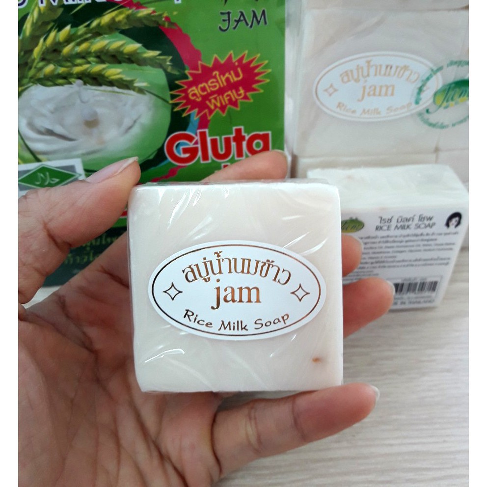 COM BO 3 Cục Xà Bông (Xà Phòng) Trắng Da Cám Gạo Jam  Thái Lan