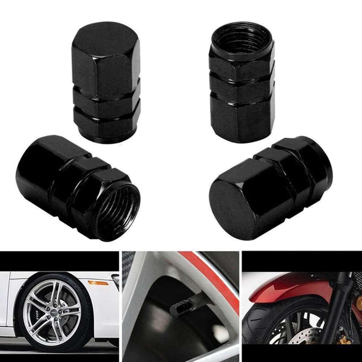 [HCM]Giá mùa bão Set 4 Nắp đậy van bánh xe ô tô xe máy Nhôm màu Đen