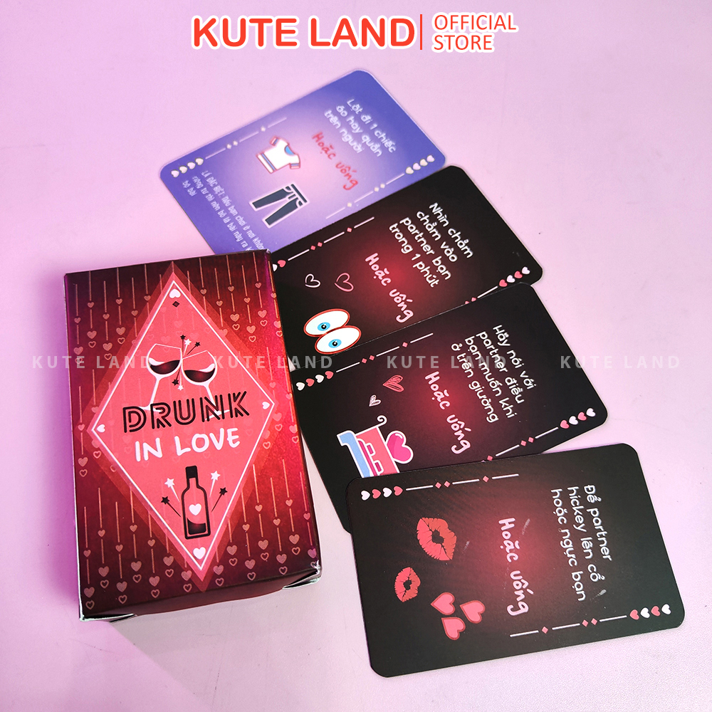 Bộ bài drinking game drunk in love 55 lá bài dành cho cặp đôi tình yêu hẹn hò 18+ câu hỏi gợi cảm