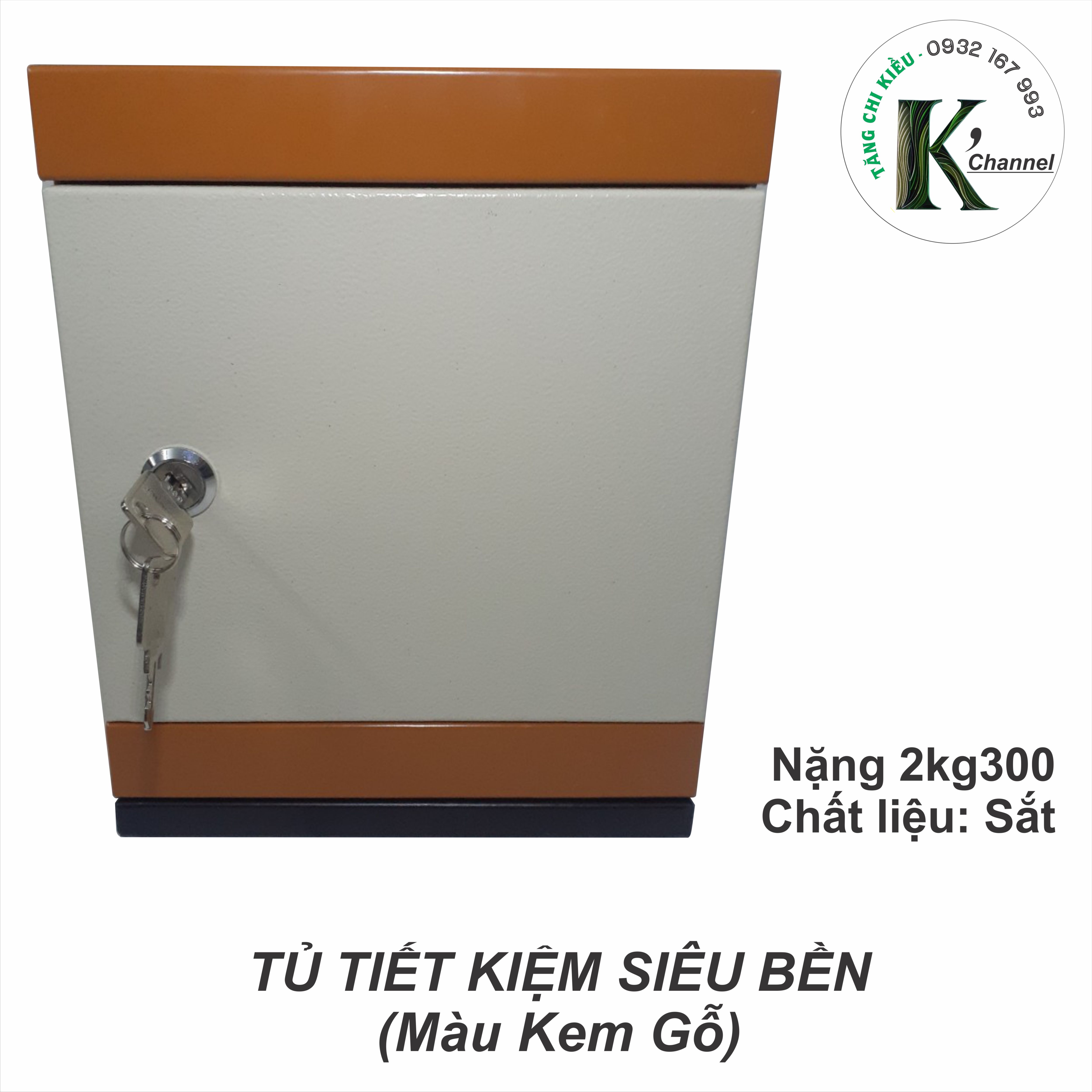 Tủ Sắt Mini - Tủ Tiết Kiệm KHÓA CHÌA (Màu Kem Gỗ)