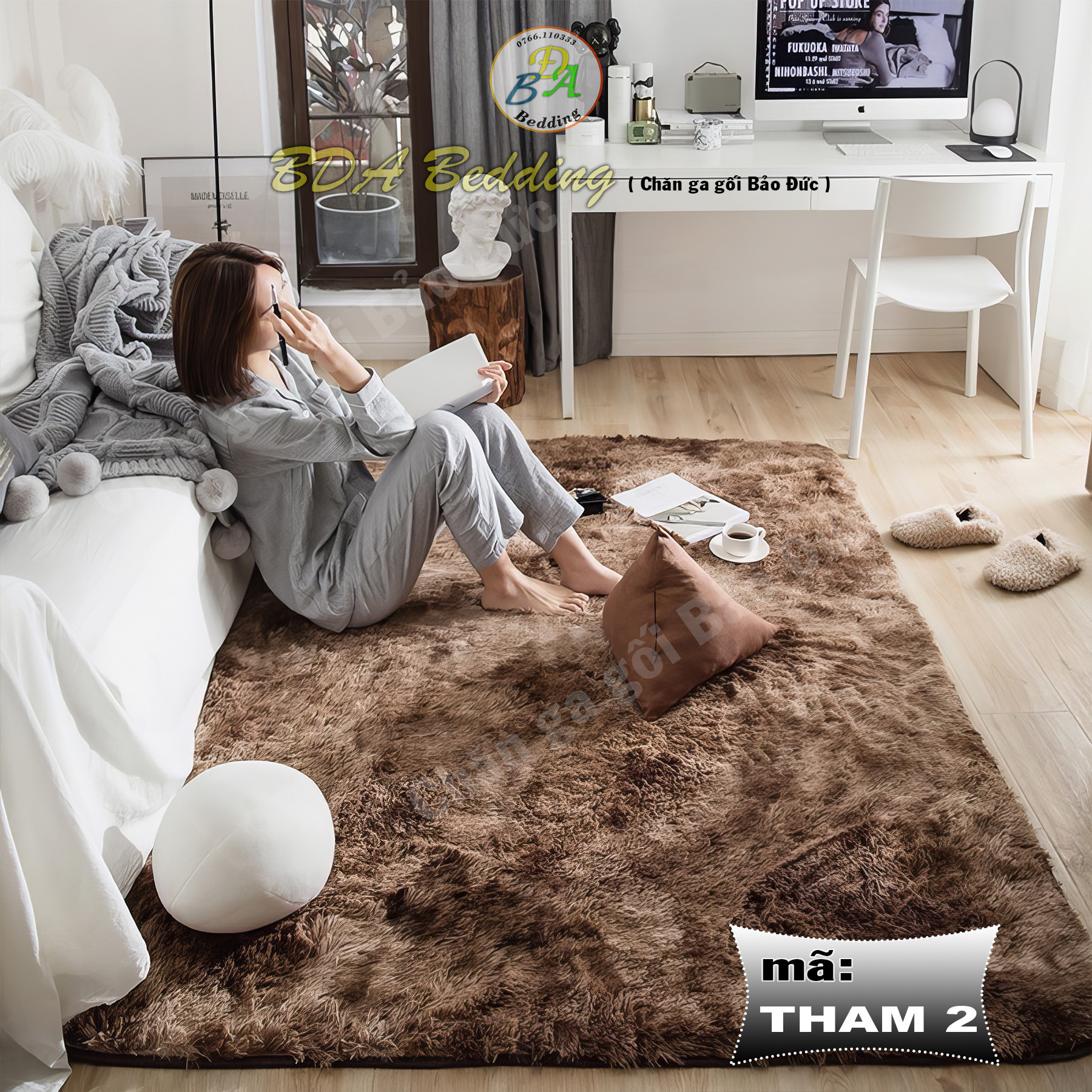 Thảm lông trải sàn, size 1m6x2m