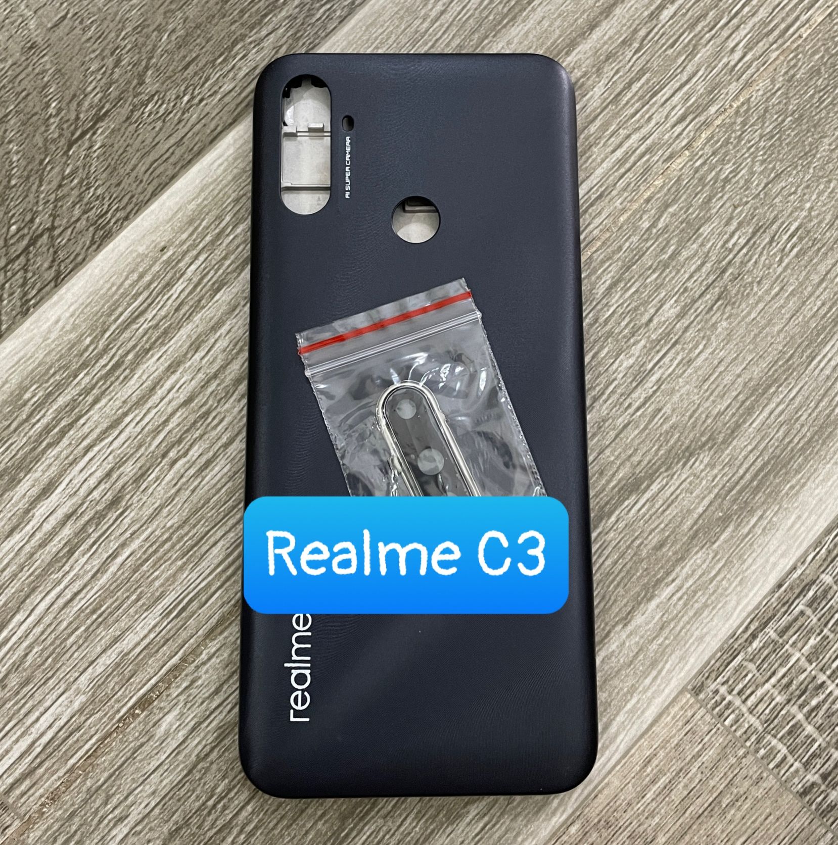 bộ xương vỏ Realme C3 ,kèm khay sim,phím,kính camera