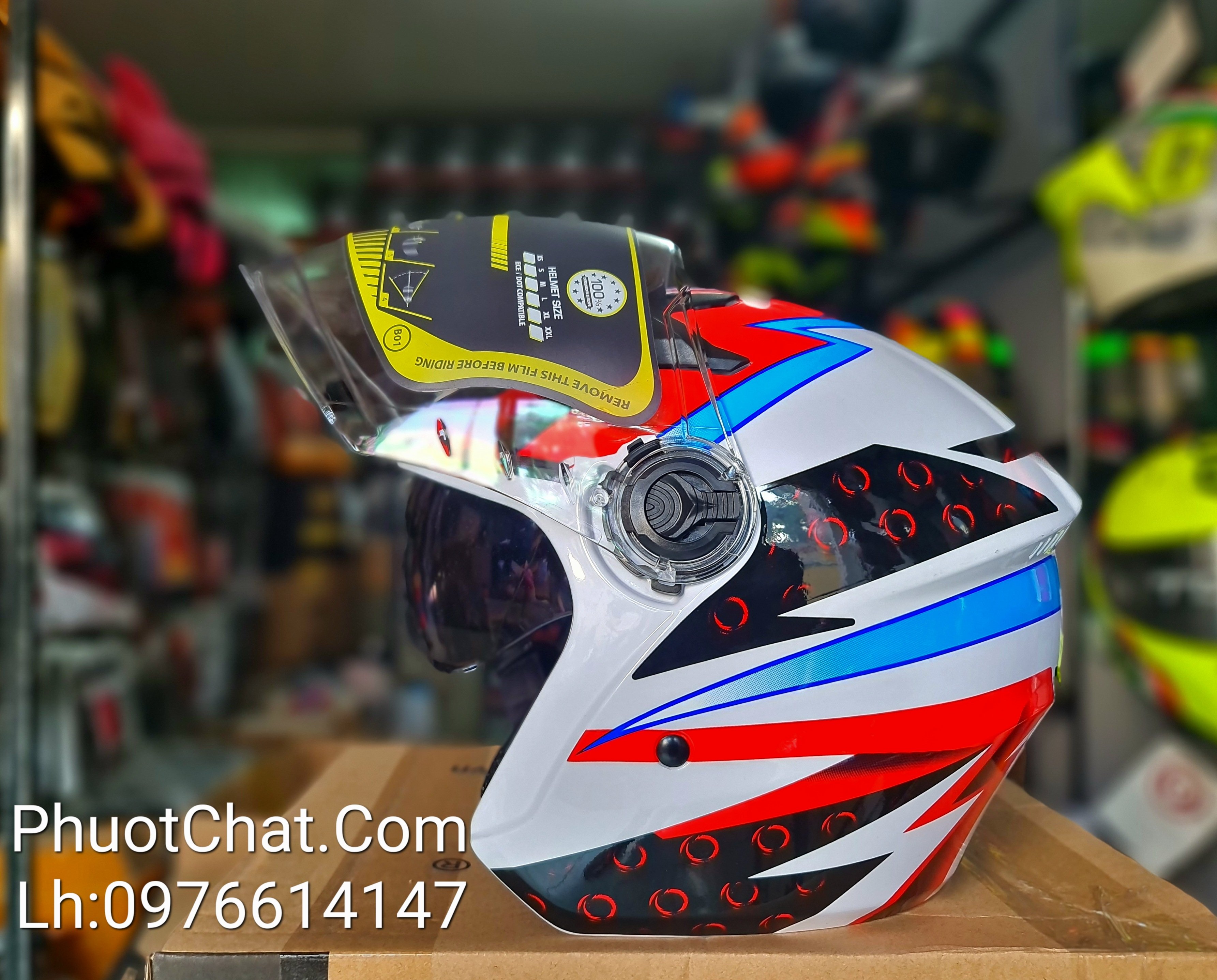 Nón bảo hiểm 3/4 2 kính M268 tem Dragon boy chính hãng cao cấp