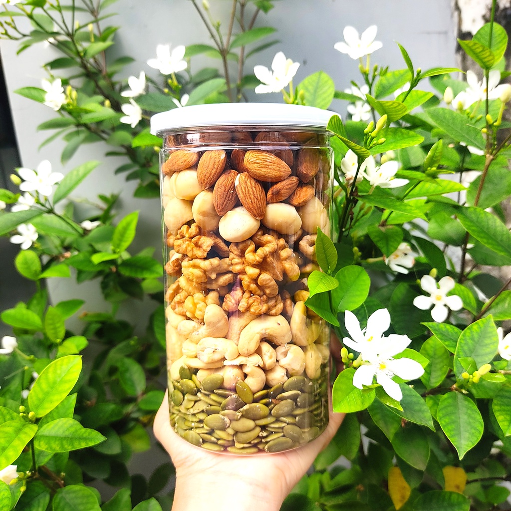 Mix 5 Loại Hạt dinh dưỡng (macca, óc chó đỏ, hạt điều, hạt bí, hạnh nhân)