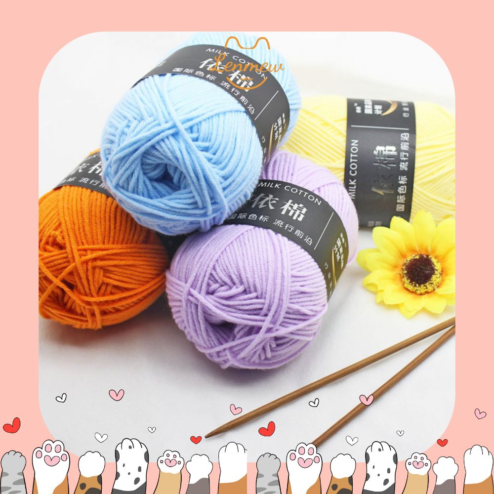 Len Milk Cotton 50G - Cuộn Len Sợi Cotton (Màu 01 - 50)
