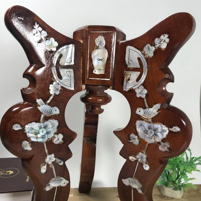 Chò gỗ 3 chân để dĩa trái cây cẩn xà cừ