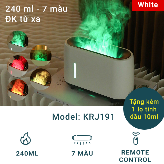 Máy xông tinh dầu hình ngọn lửa - Máy khuyếch tán tinh dầu phun sương tạo ẩm - Có Đèn LED 7 màu mô phỏng ngọn lửa cực đẹp - Dung tích 180ml Sử dụng trong 6 tiếng - Tự ngắt bảo vệ khi hết nước
