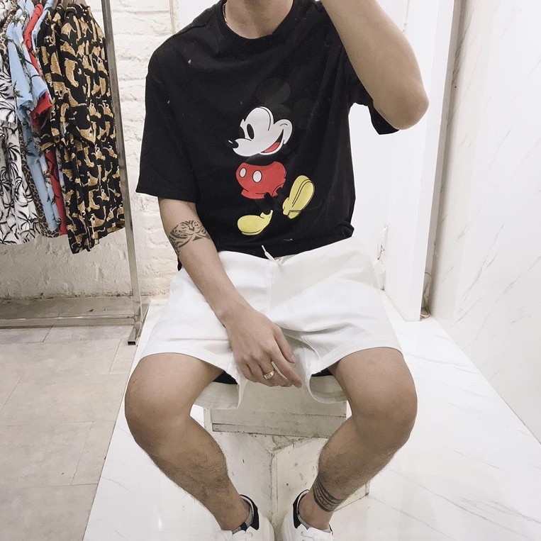 Luckáo thun unisex nikolas 100% cotton cute mickey mouse t-shirt