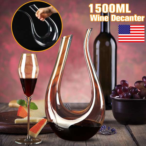 Luxurious Crystal Glass U-shaped Horn Wine Decanter Wine Pourer Wine Container - intl
