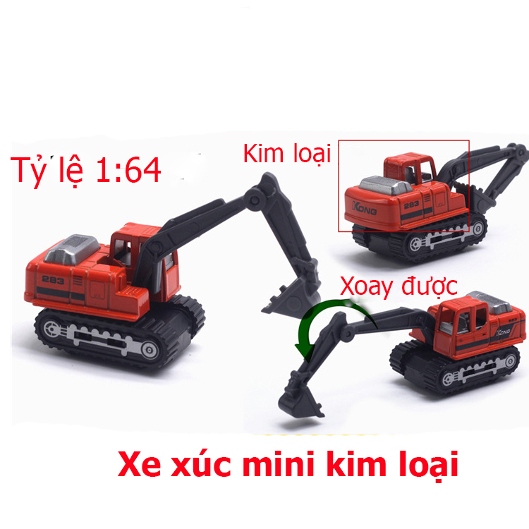 Đồ chơi mô hình xe xúc mini KAVY kim loại an toàn cho bé có thể làm trang trí - màu đỏ