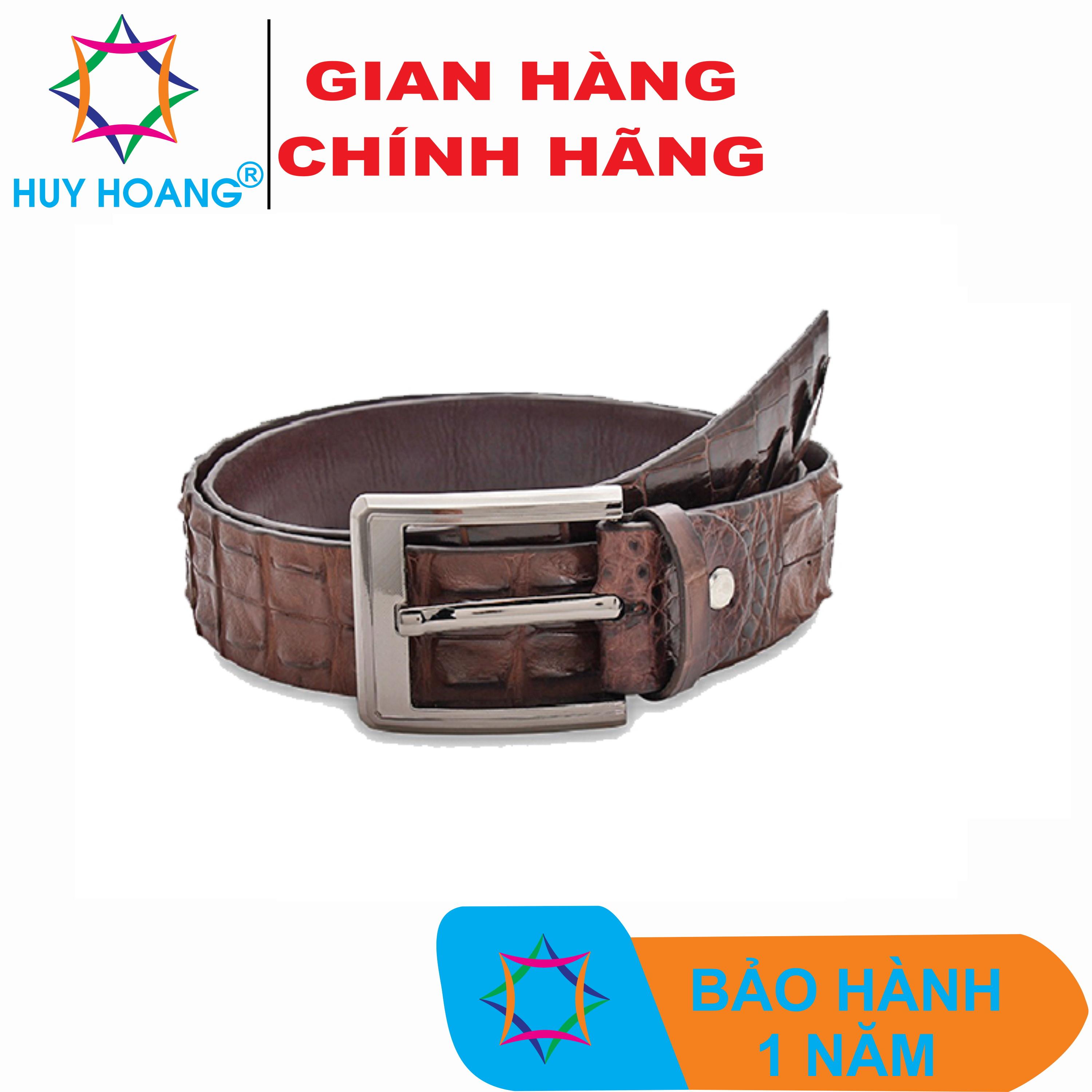 Thắt lưng nam da cá sấu  nguyên con bản lớn bát gài màu nâu đất HK4223