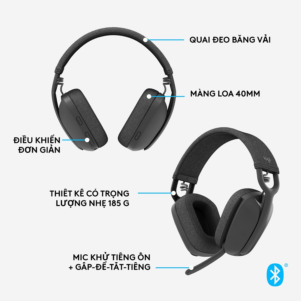 Combo Webcam Logitech Brio 500 và tai nghe Logitech Zone Vibe 100