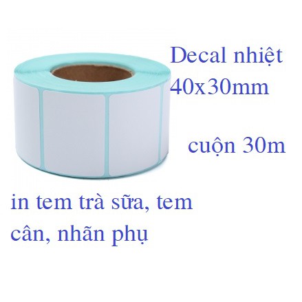 Decal Tem dán ly trà sữa 40x30mm (cuộn 30m)