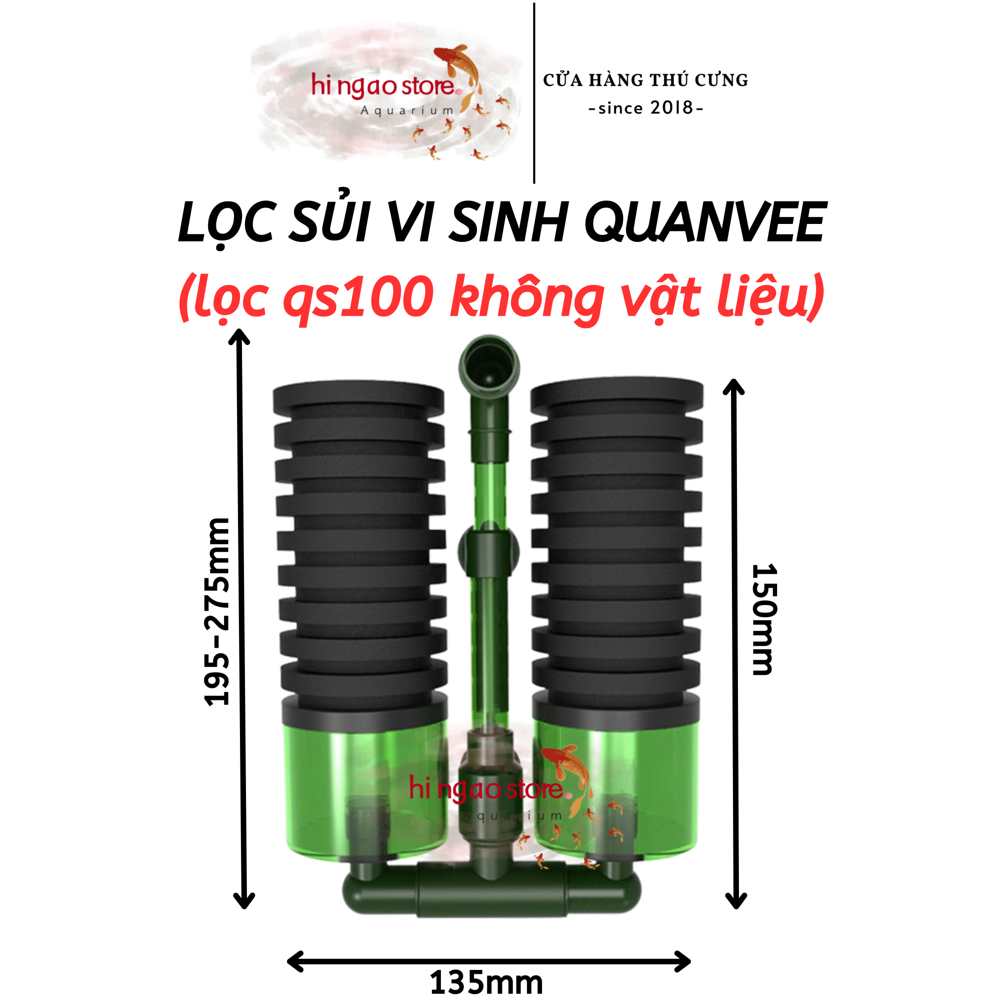 (Tặng 1m dây, 1 van tăng giảm) Lọc Vi sinh QS100A/QS200A làm trong nước, tạo vi sinh - Phụ kiện cá cảnh | Hingaostore.