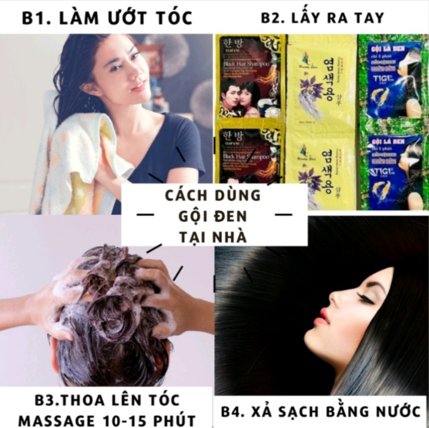 Dây 10 Gói Dầu gội đen tóc thảo dược