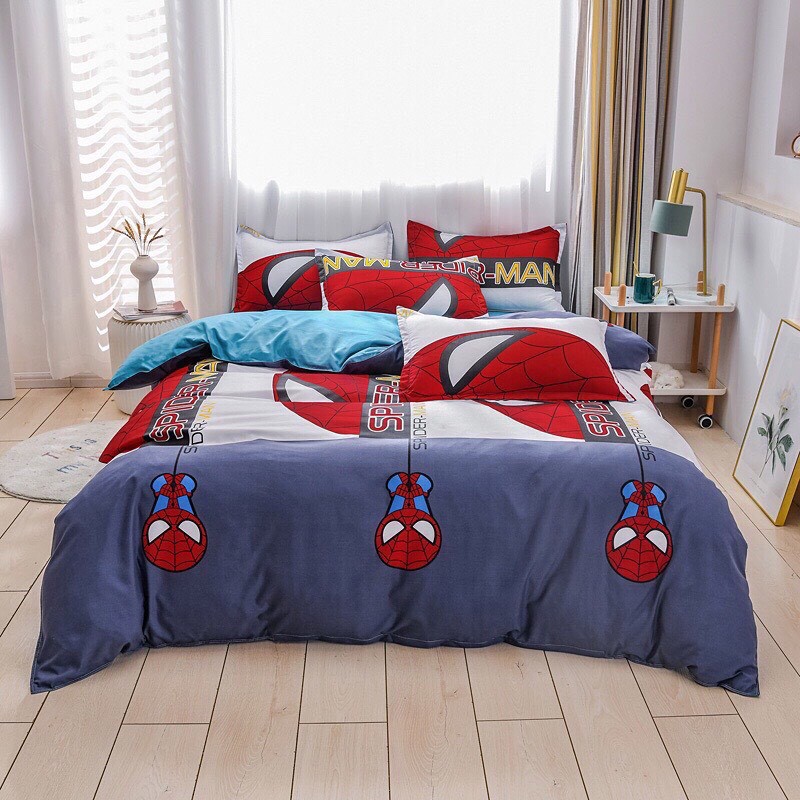 Bộ chăn ga gối cotton poly siêu nhân nhện