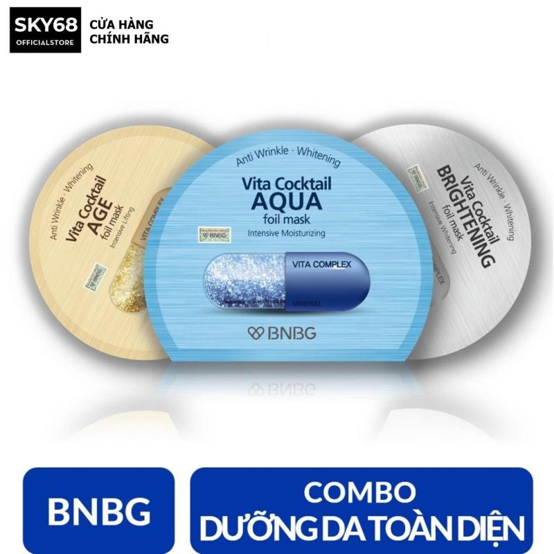 Combo 3 mặt nạ dưỡng da BNBG Vita Cocktail Foil Mask 30ml x 3 (AQUA, AGE, Brightening)
