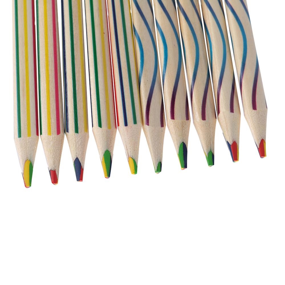 【CC】๑  2 Pcs Pencil 4 Mixed Colors Multicolor Student Drawing For Children Kids