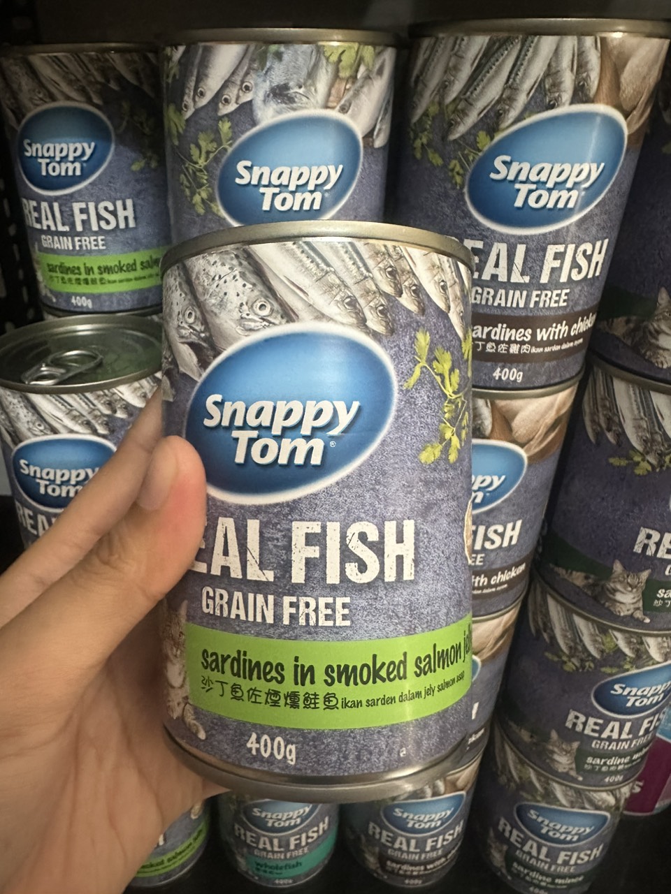 Pate cho mèo SnappyTom Lon 400g Rael Fish