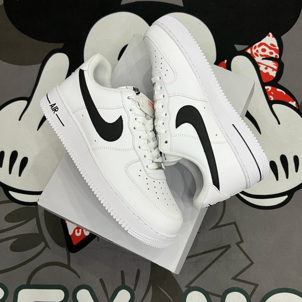 Giày thể thao nike  AF1 vệt nâu, Giày sneaker air force 1 low khâu độn đế 4cm full box bill