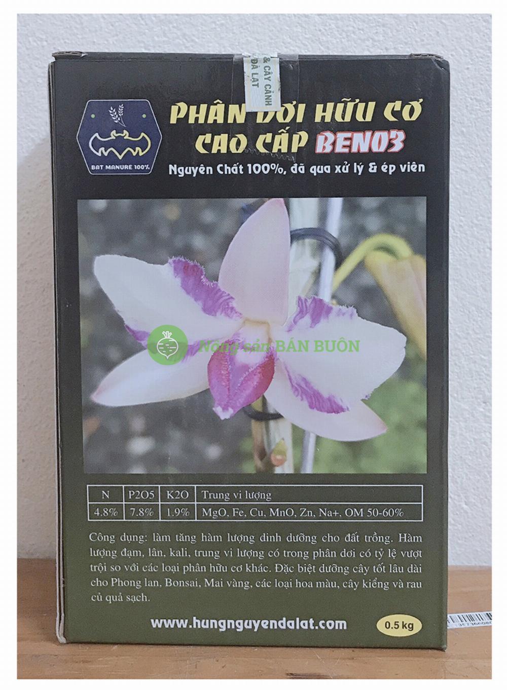 BEN03 Hùng Nguyễn Phân Dơi Hữu Cơ Cao Cấp BEN03 Hùng Nguyễn Đà Lạt, Nguyên Chất 100%, Đã Qua Xử Lý Và Ép Viên, Khối Lượng: 0,5kg