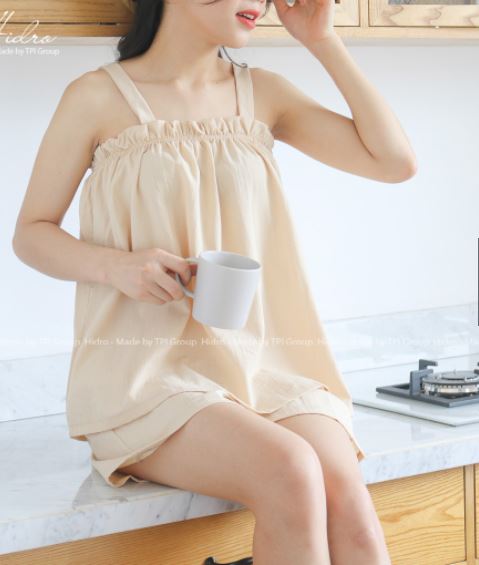 Bộ đồ ngủ nữ hai dây chất đũi siêu mềm mát