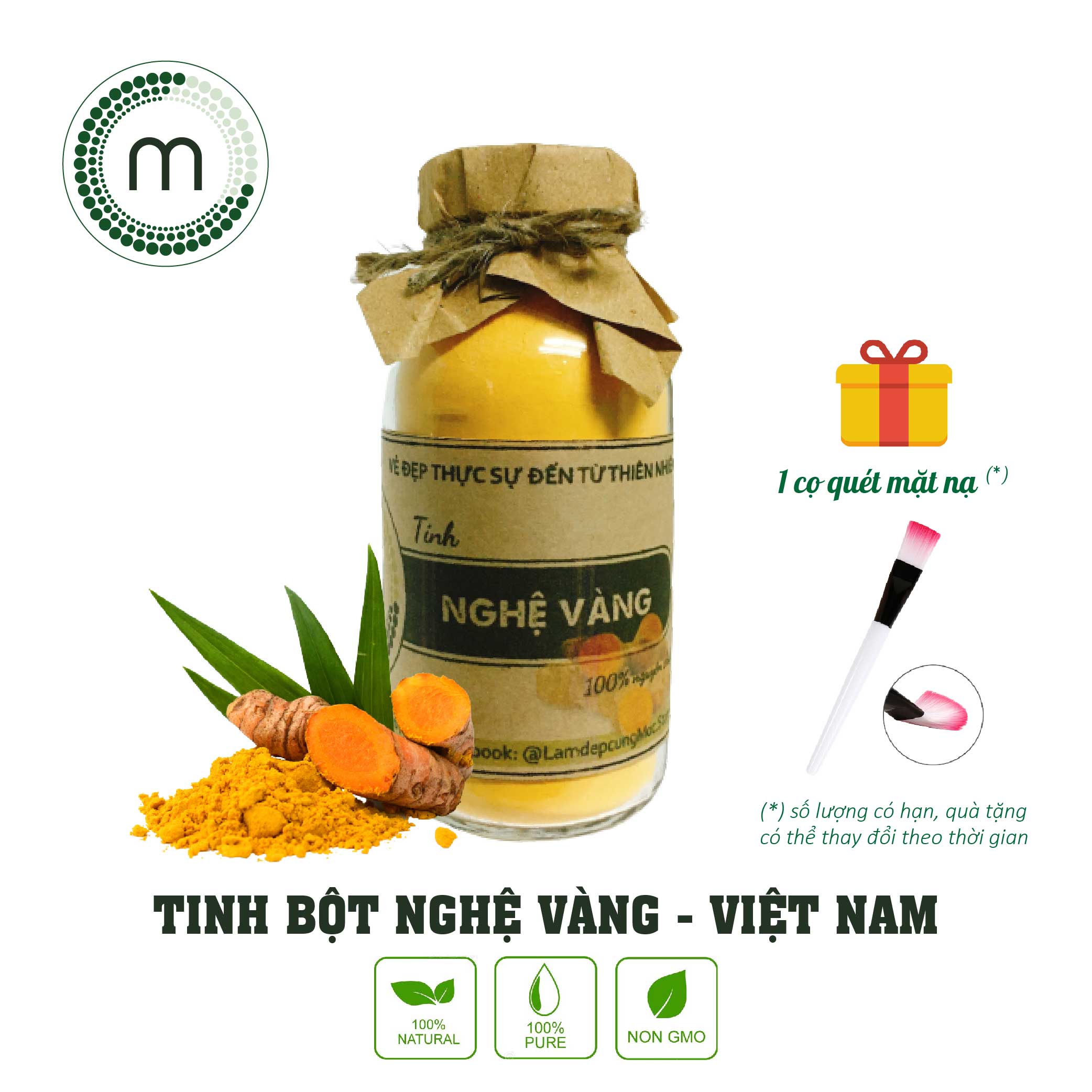 Tinh Bột Nghệ Vàng thiên nhiên đắp mặt nạ nguyên chất MỘC giảm thâm mụn dưỡng sáng da túi dùng thử 10g và chai 100ml handmade
